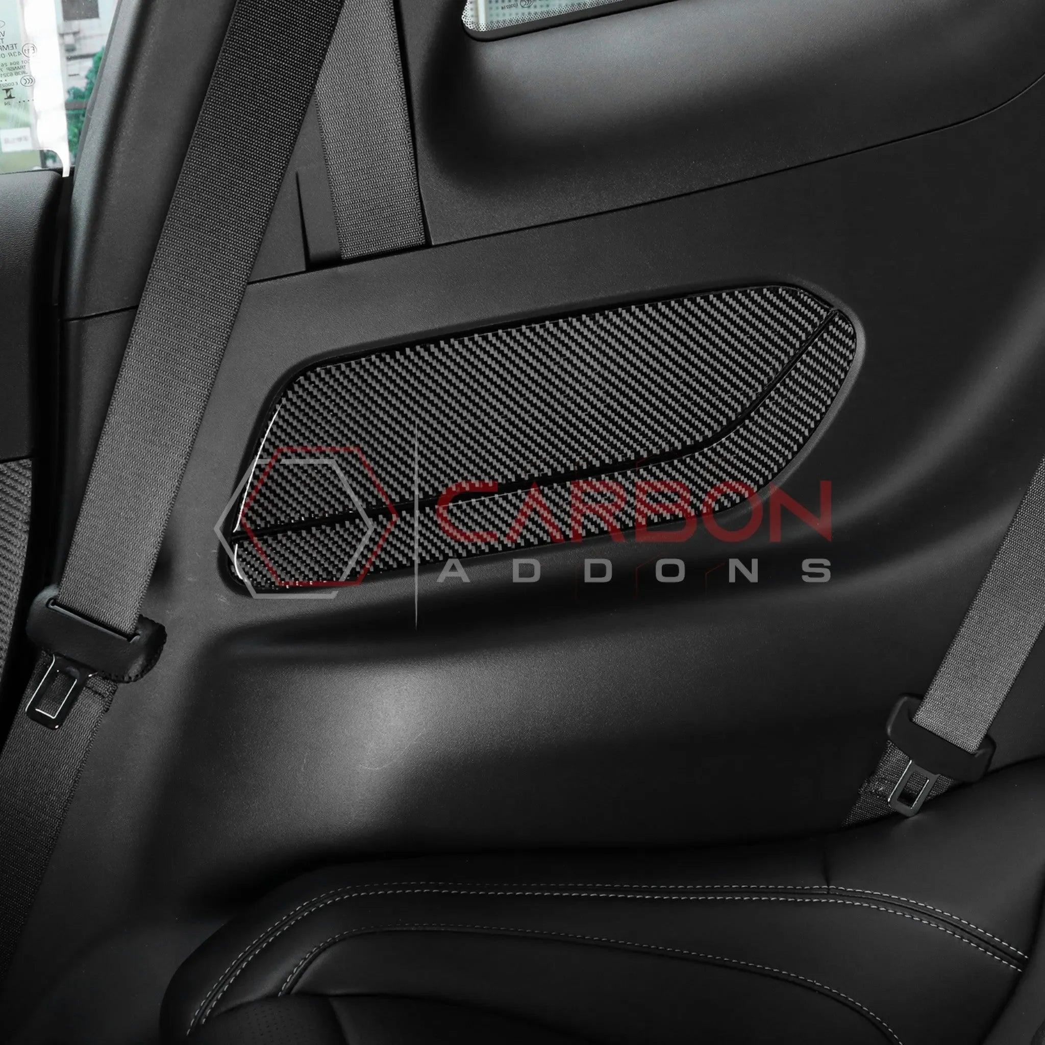 Real Carbon Fiber Rear Seat Side Panel Overlays for 2024+ Ford Mustang