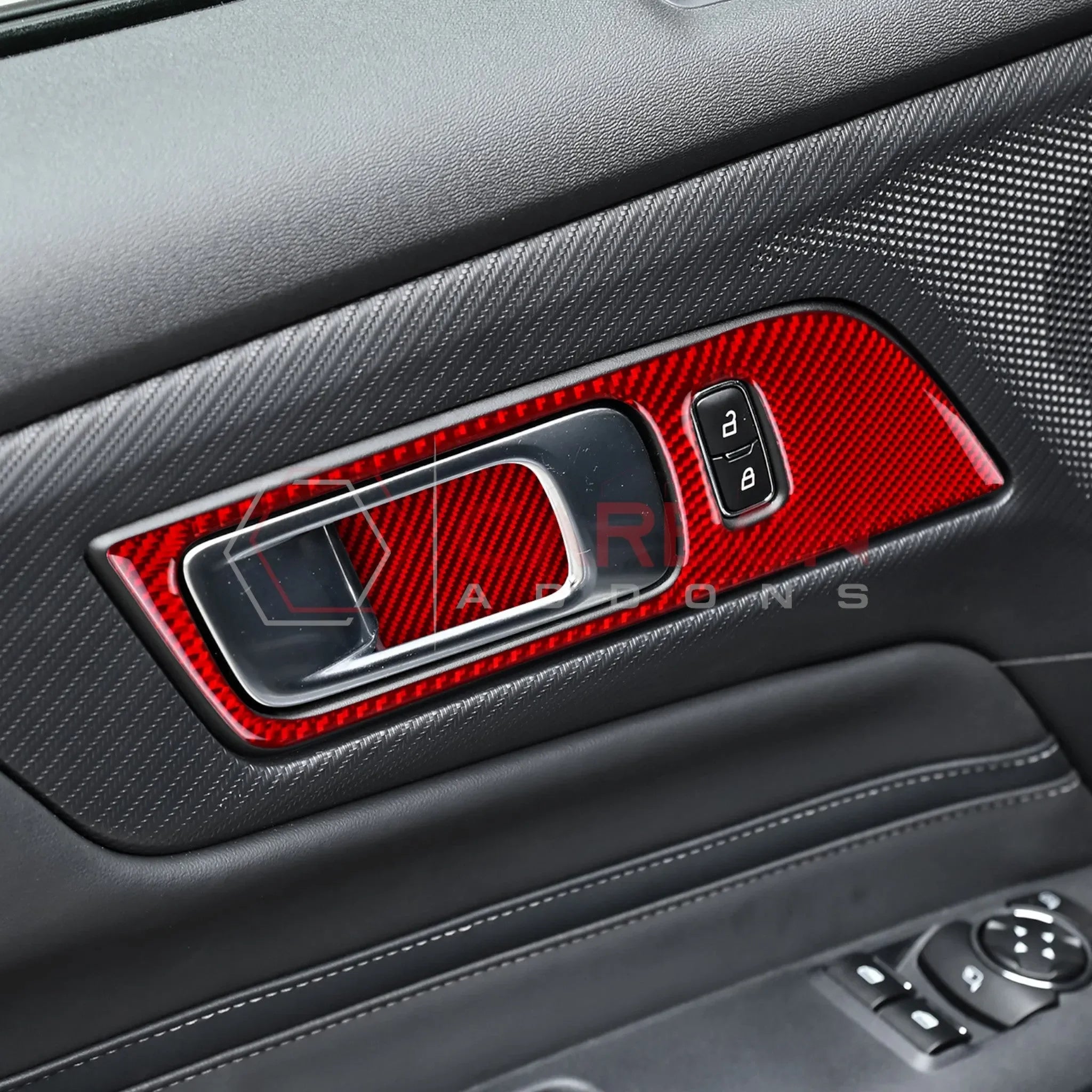 Real Carbon Fiber Interior Door Handle Trim Overlay for 2024+ Ford Mustang