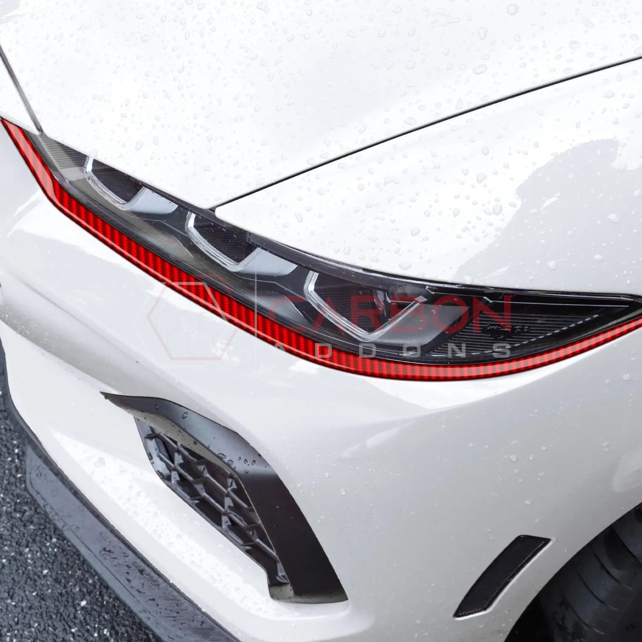 Real Carbon Fiber Headlight Decorative Strip Overlays for 2024+ Ford Mustang