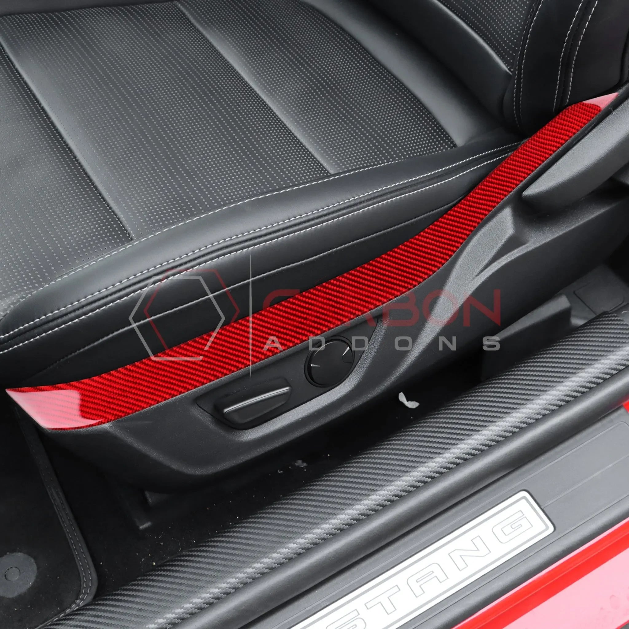 Real Carbon Fiber Seat Control Upper Trim Overlay for 2024+ Ford Mustang