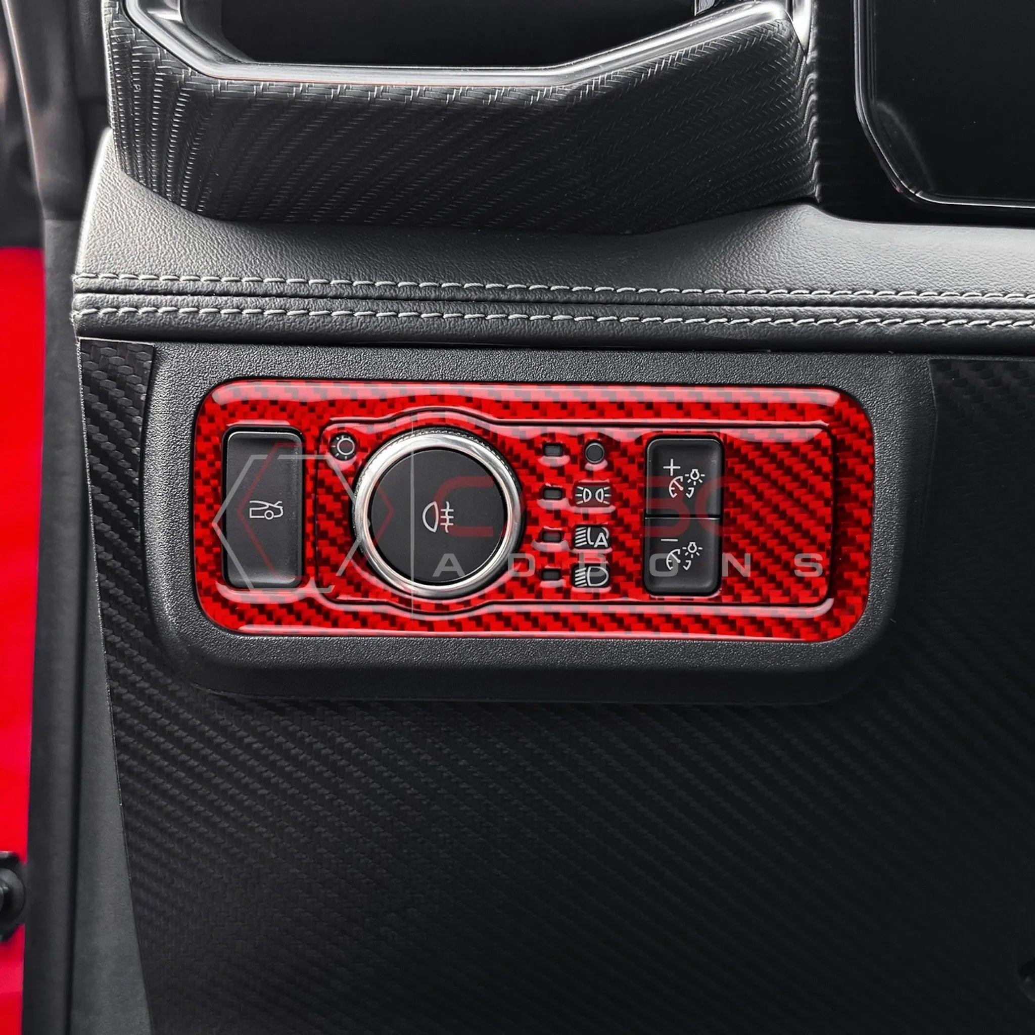 Real Carbon Fiber Headlight Control Trim Overlay for 2024+ Ford Mustang