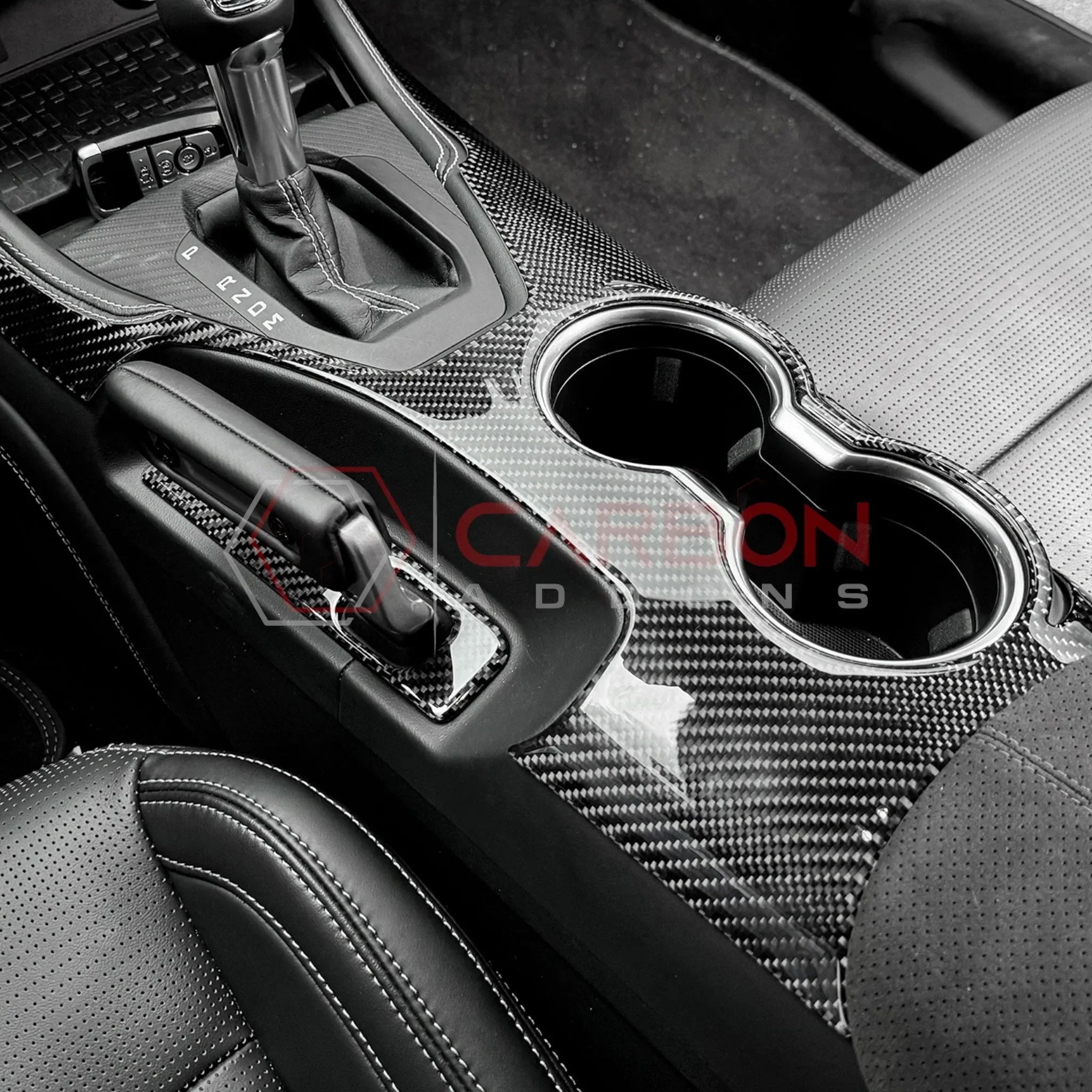 Real Carbon Fiber Center Console Overlay for 2024+ Ford Mustang
