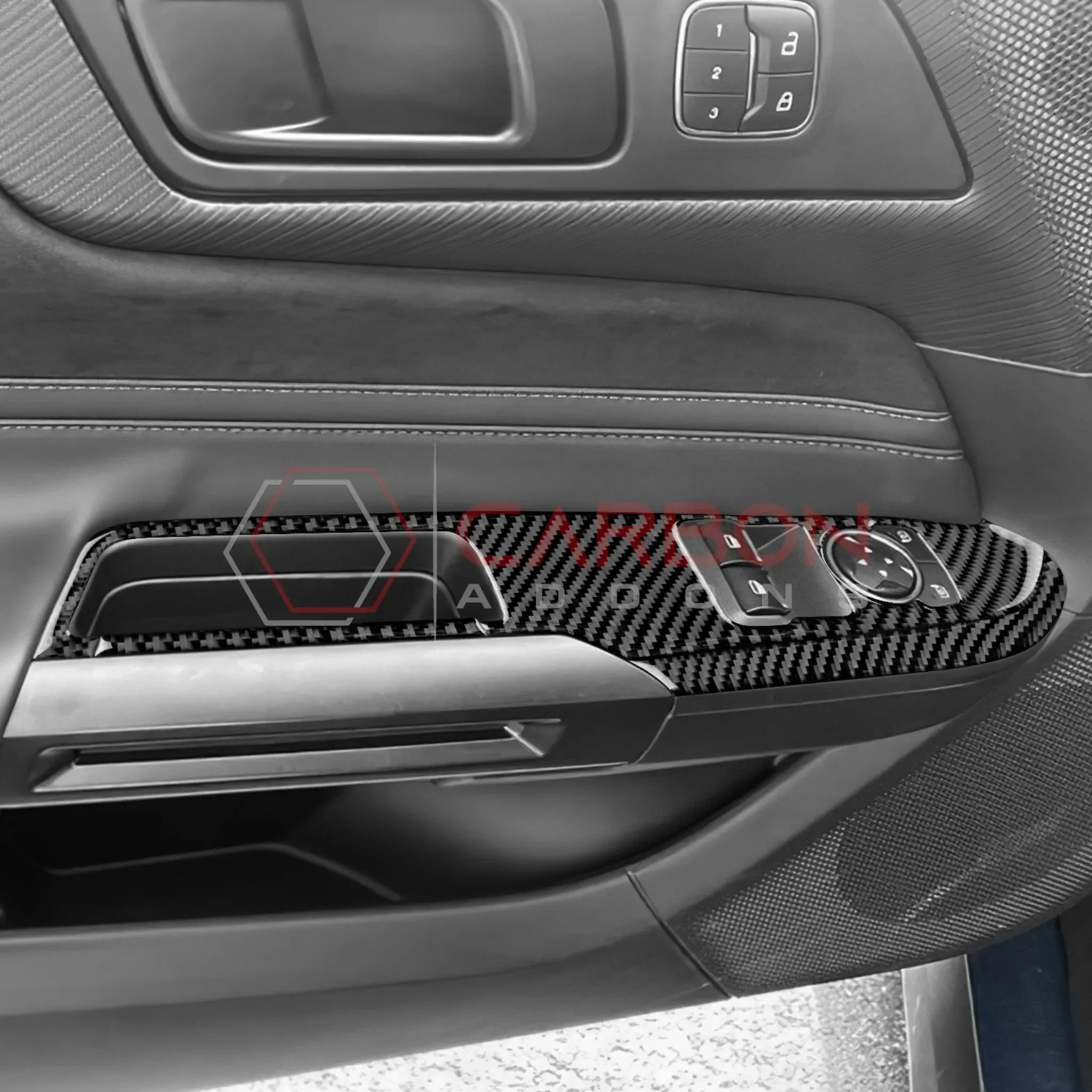 Real Carbon Fiber Window Switch Trim Overlay for 2024+ Ford Mustang