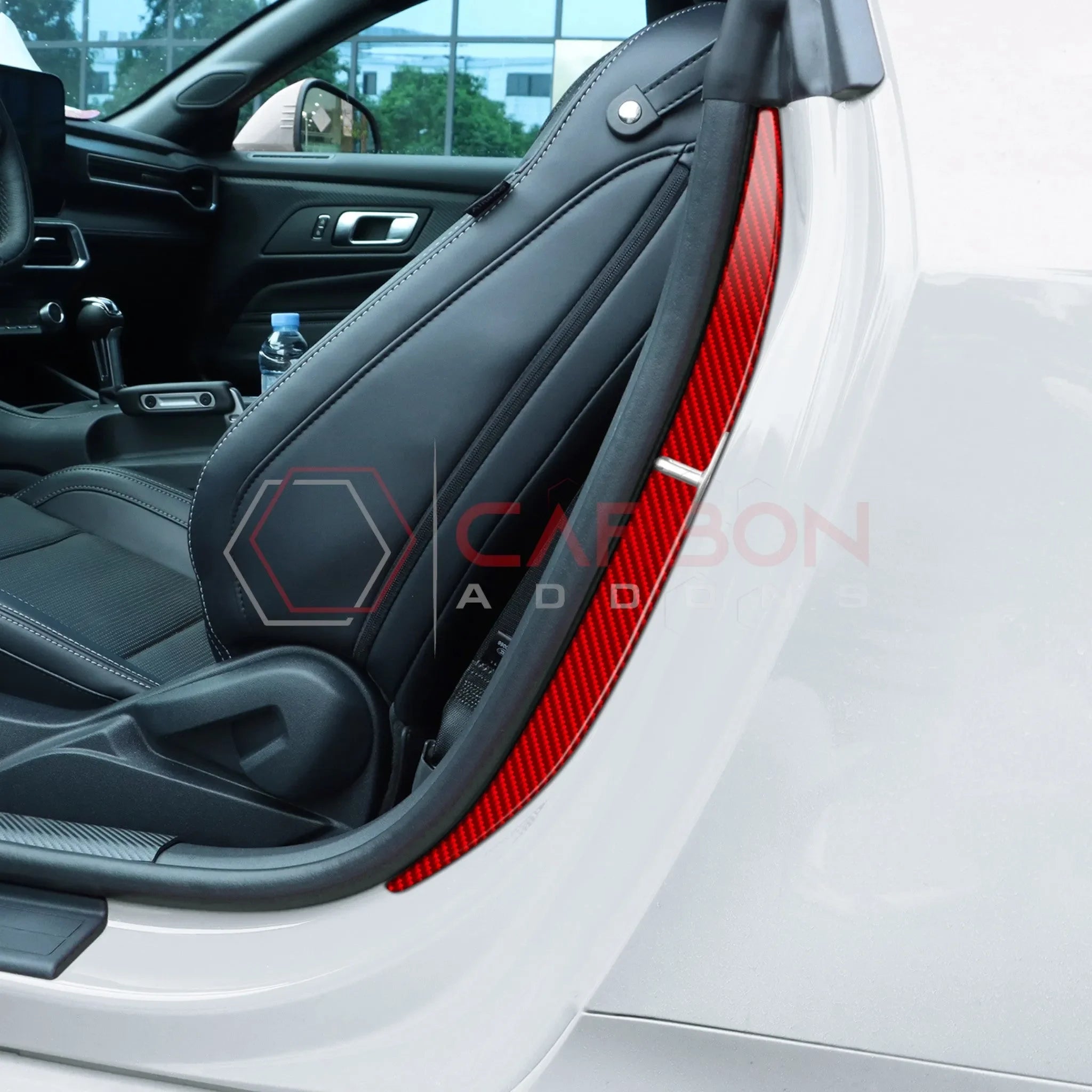 Real Carbon Fiber Door Jamb Trim Overlays for 2024+ Ford Mustang
