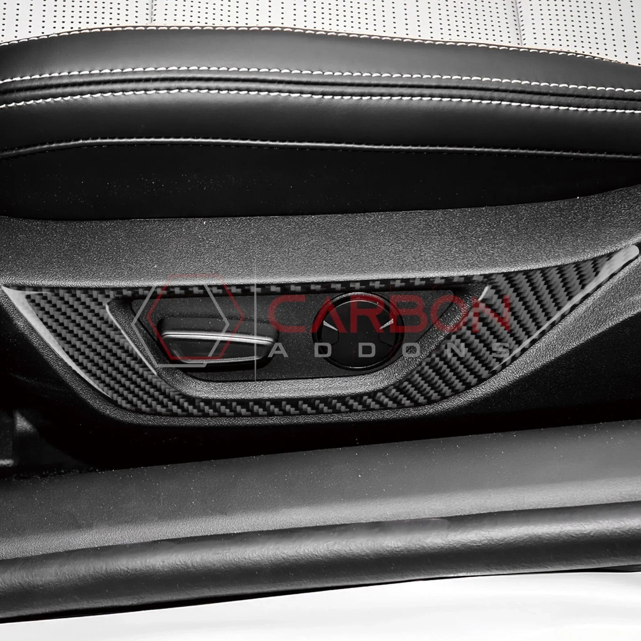 Real Carbon Fiber Seat Control Outer Trim Overlay for 2024+ Ford Mustang