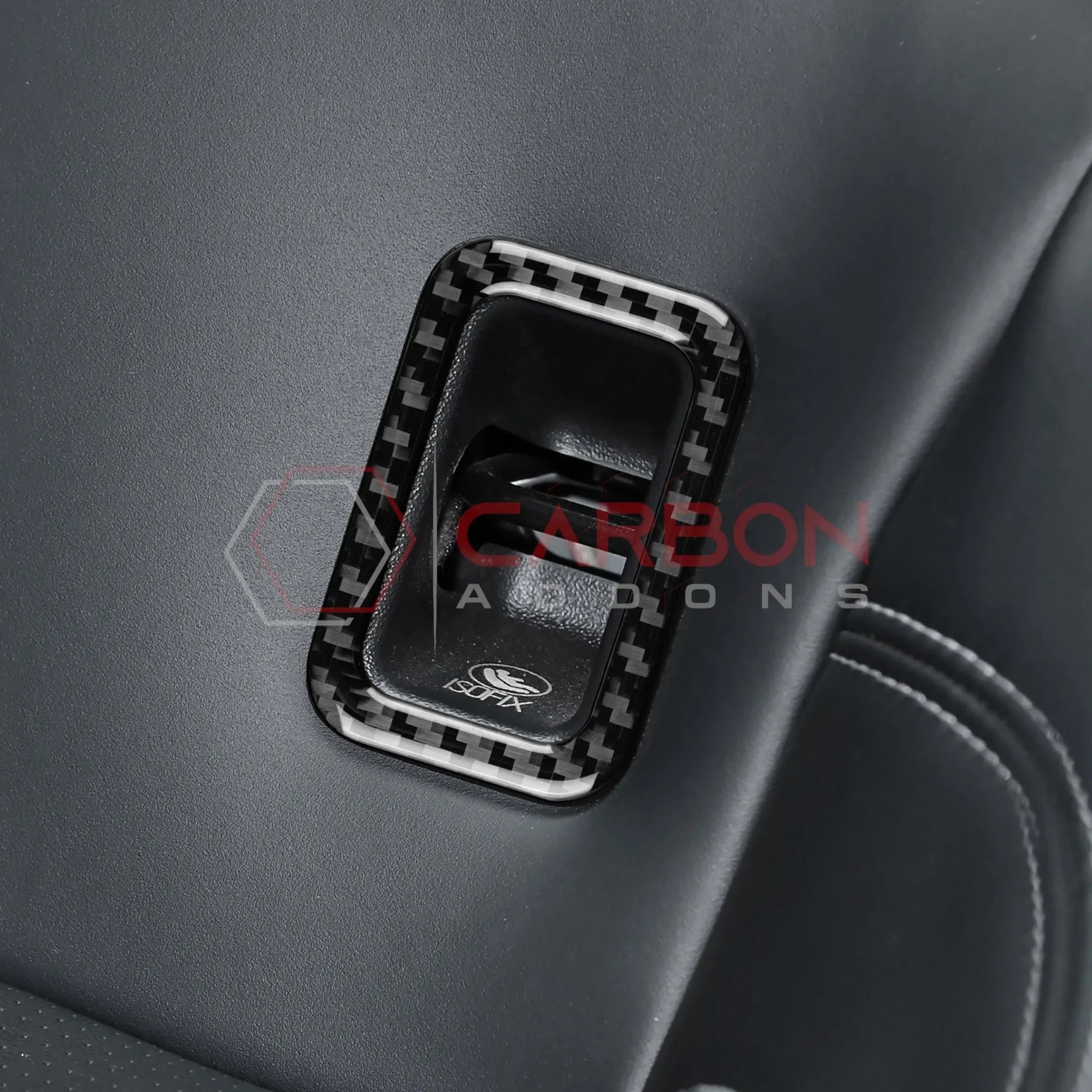Real Carbon Fiber Rear Child Seat Anchor Trim Overlay for 2024+ Ford Mustang