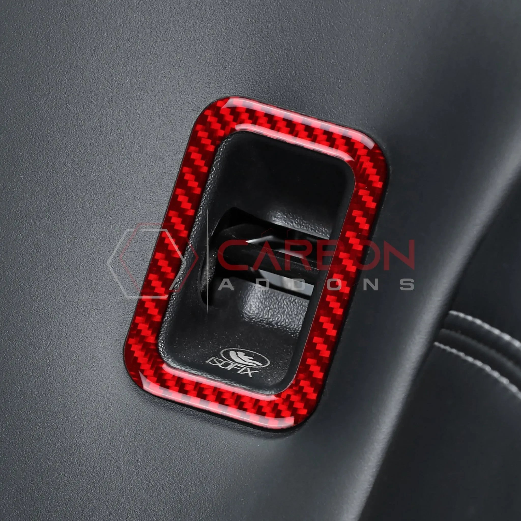 Real Carbon Fiber Rear Child Seat Anchor Trim Overlay for 2024+ Ford Mustang