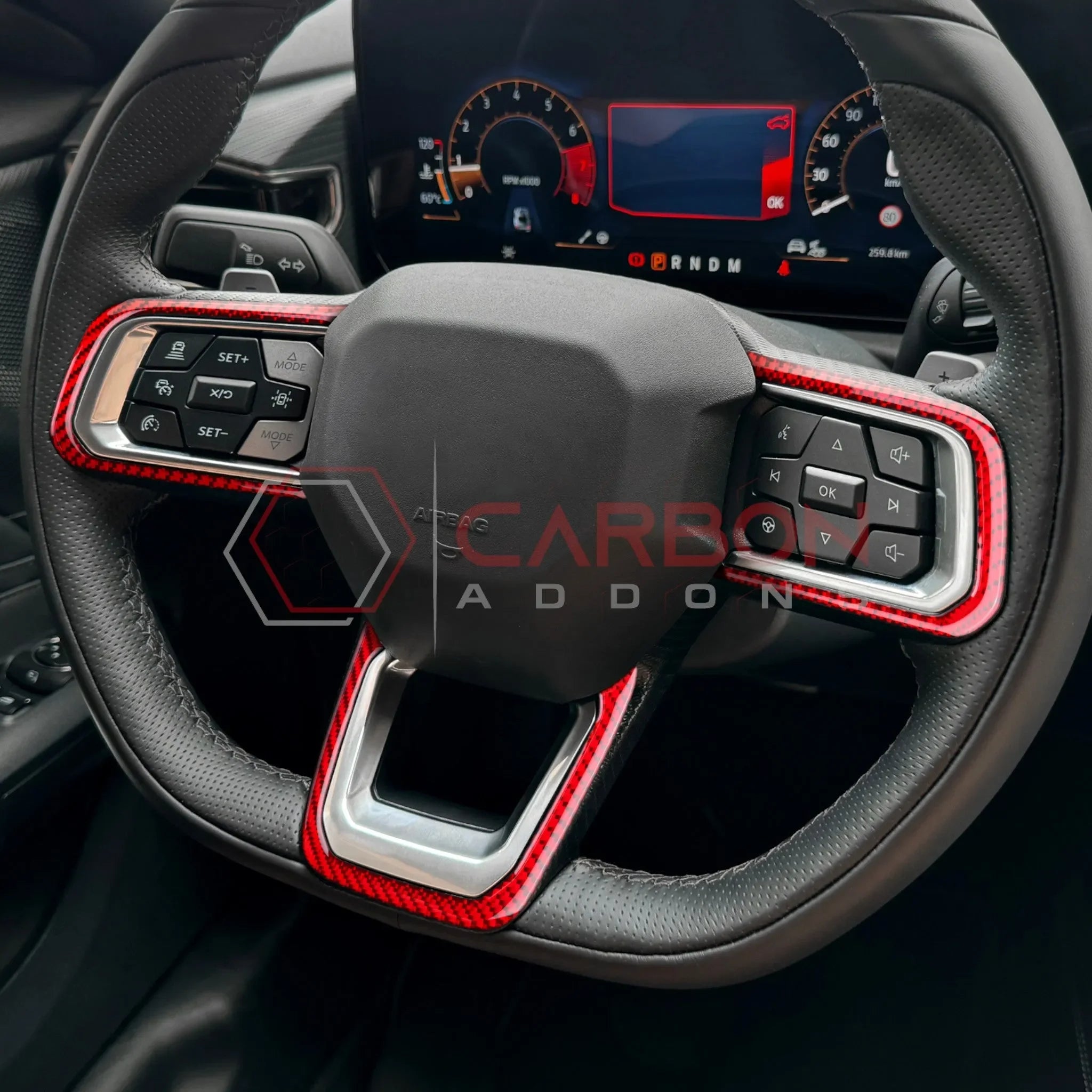 Real Carbon Fiber Steering Wheel Trim Overlays for 2024+ Ford Mustang