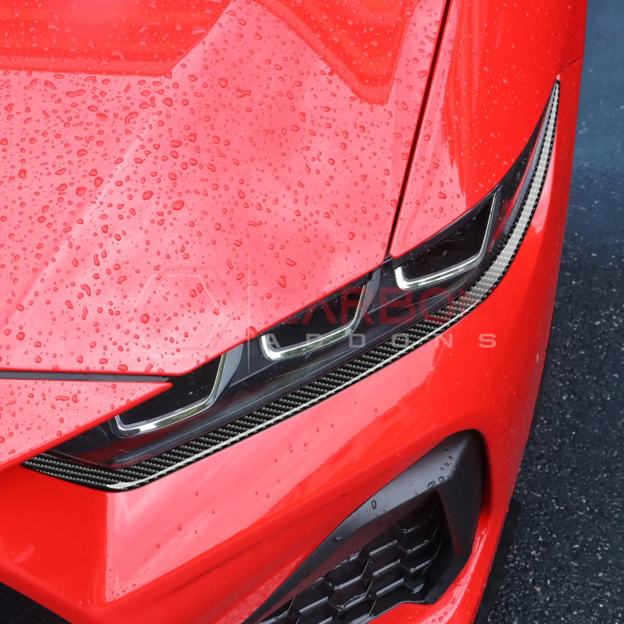 Real Carbon Fiber Headlight Decorative Strip Overlays for 2024+ Ford Mustang