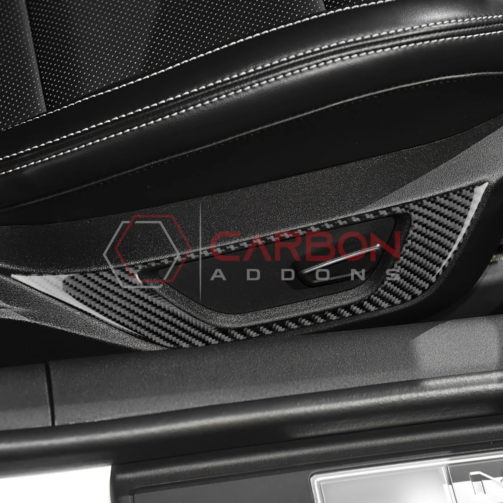 Real Carbon Fiber Seat Control Outer Trim Overlay for 2024+ Ford Mustang