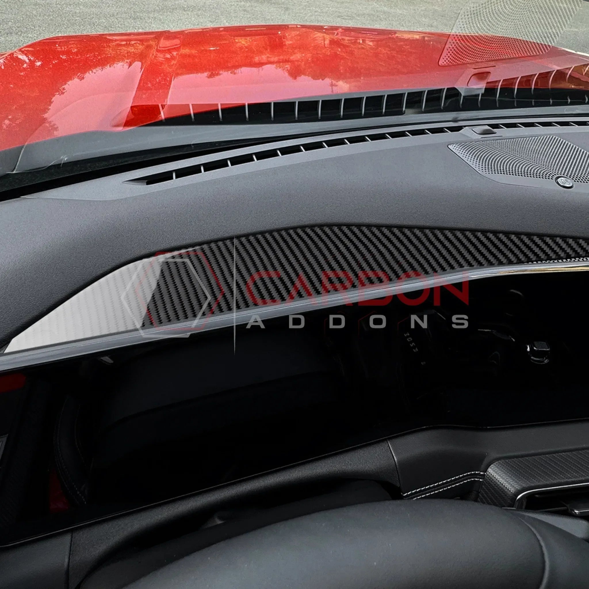 Real Carbon Fiber Dashboard Screen Surround Trim Overlay for 2024+ Ford Mustang
