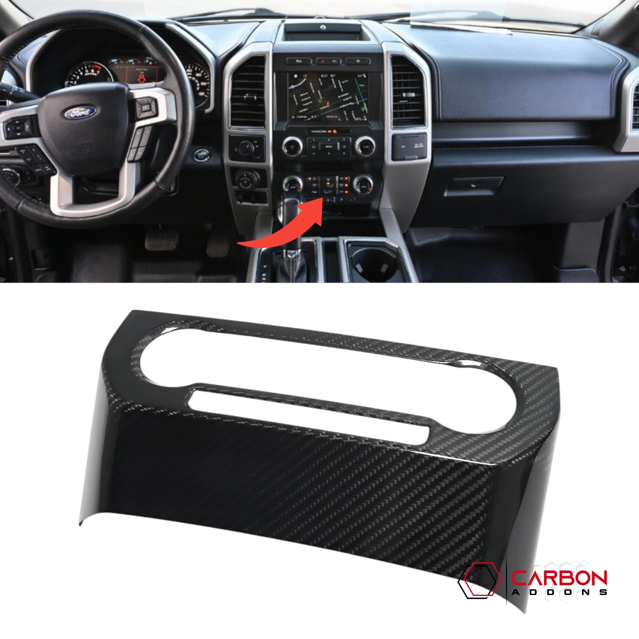 Real Carbon Fiber AC Control Trim Cover for Ford F-150 2015-2020