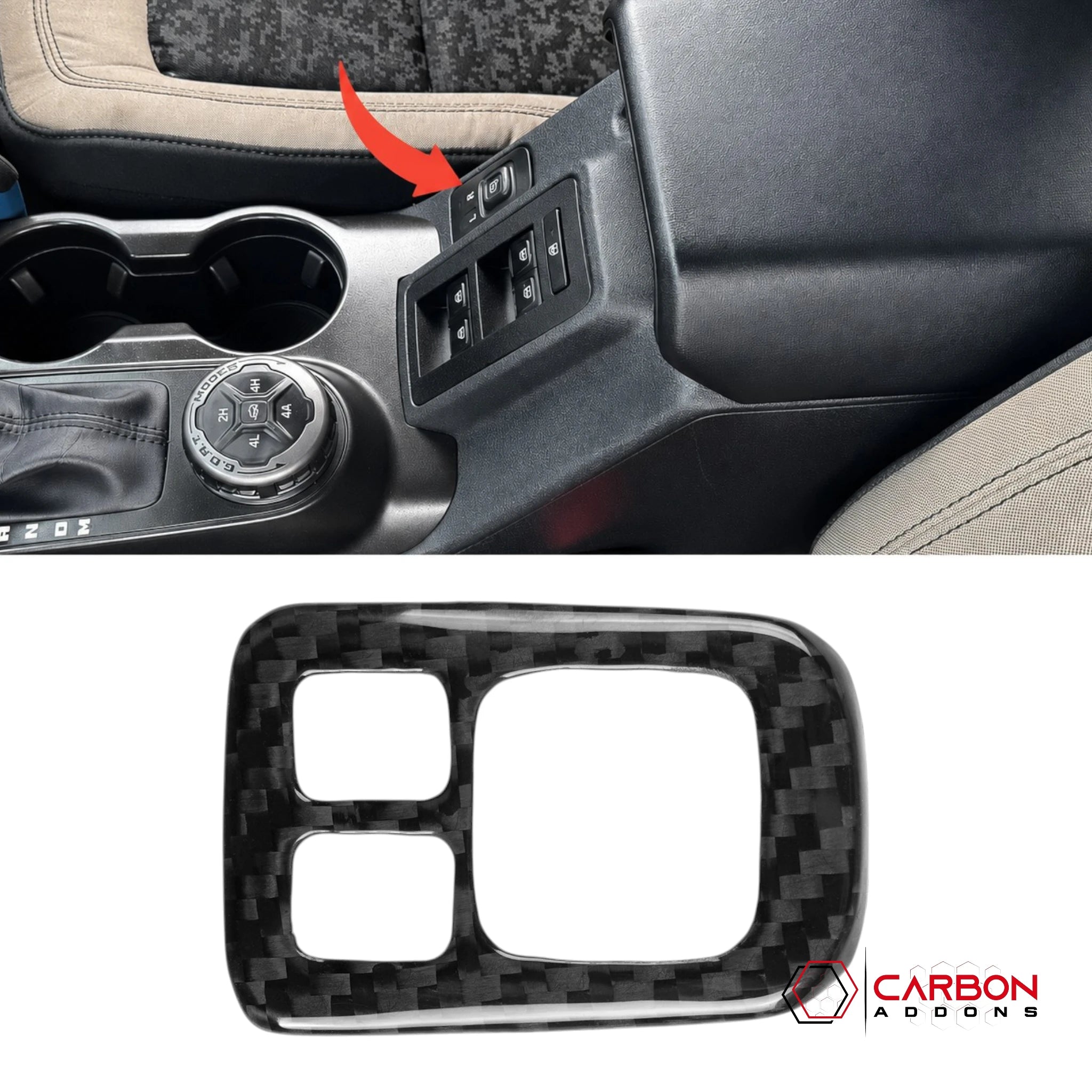 Real Carbon Fiber Center Console Mirror Switch Button Trim Cover for 2021+ Ford Bronco (Glossy or Matte)