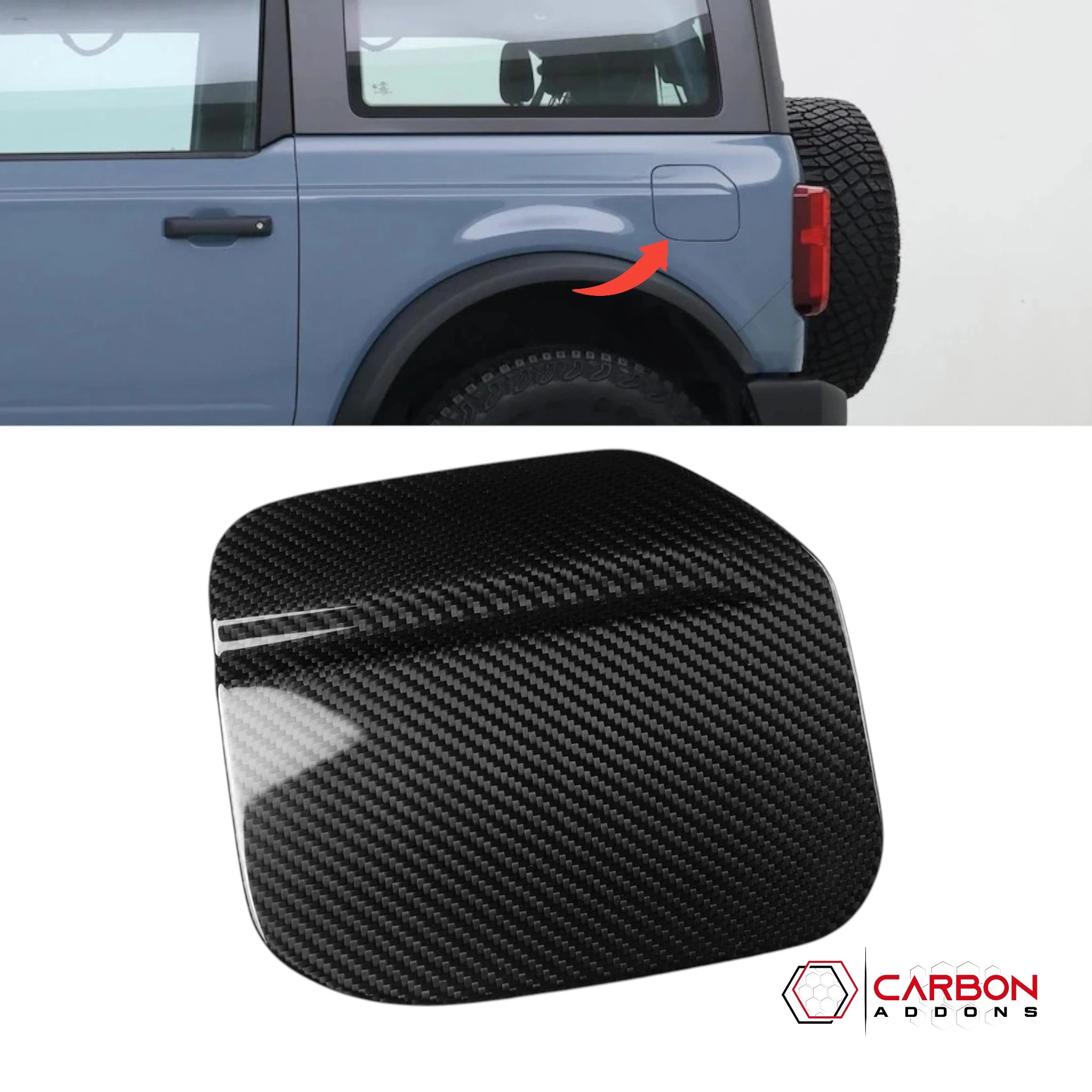 Real Carbon Fiber Gas Cap Cover For 2021–2026 Ford Bronco | Matte or Glossy Finish