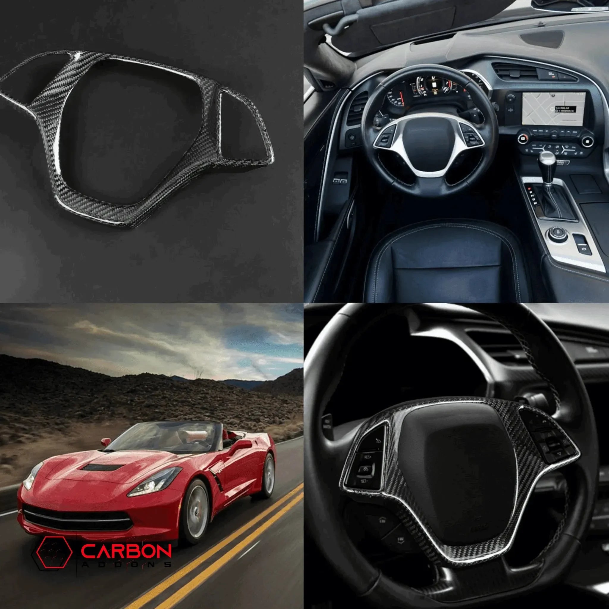 C7 Corvette 2014-2019 Carbon Fiber Steering Wheel Button Trim Cover - carbonaddons Carbon Fiber Parts, Accessories, Upgrades, Mods