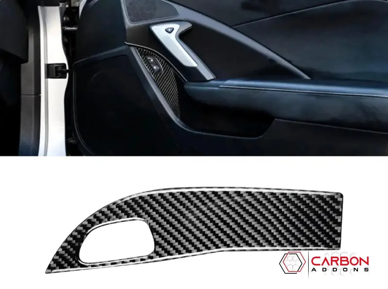 C7 Corvette 2014-2019 Door Panel Trim Carbon Fiber Overlay - carbonaddons Carbon Fiber Parts, Accessories, Upgrades, Mods