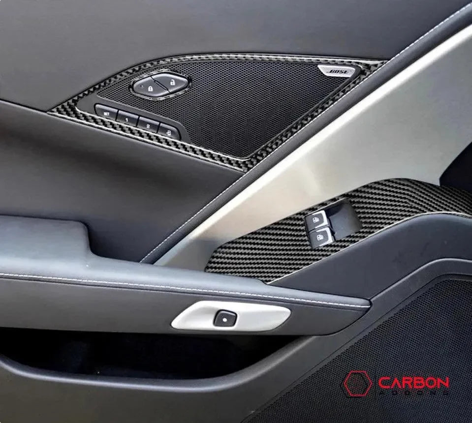 C7 Corvette 2014-2019 Door Panel Trim Carbon Fiber Overlay - carbonaddons Carbon Fiber Parts, Accessories, Upgrades, Mods