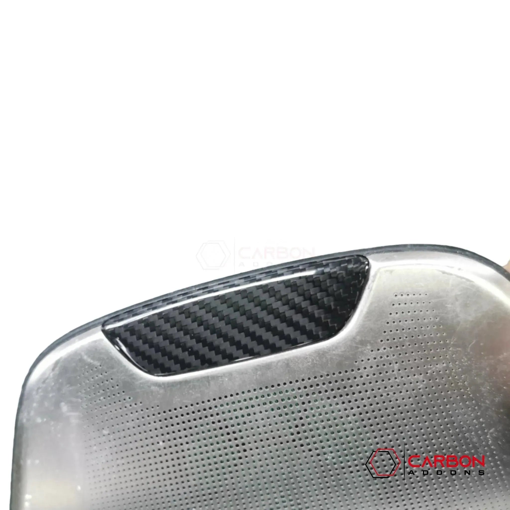 C8 2020+ Chevy Corvette Middle Speaker Badge Carbon Fiber Cover - carbonaddons Carbon Fiber Parts, Accessories, Upgrades, Mods