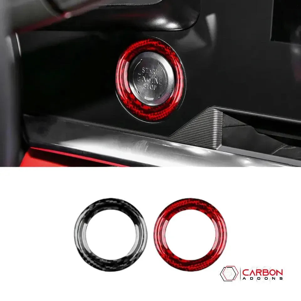 C8 2020+ Chevy Corvette Start Stop Button Carbon Fiber Surround Trim Cover - carbonaddons Carbon Fiber Parts, Accessories, Upgrades, Mods