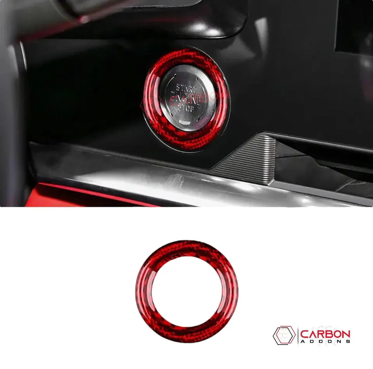 C8 2020+ Chevy Corvette Start Stop Button Carbon Fiber Surround Trim Cover - carbonaddons Carbon Fiber Parts, Accessories, Upgrades, Mods