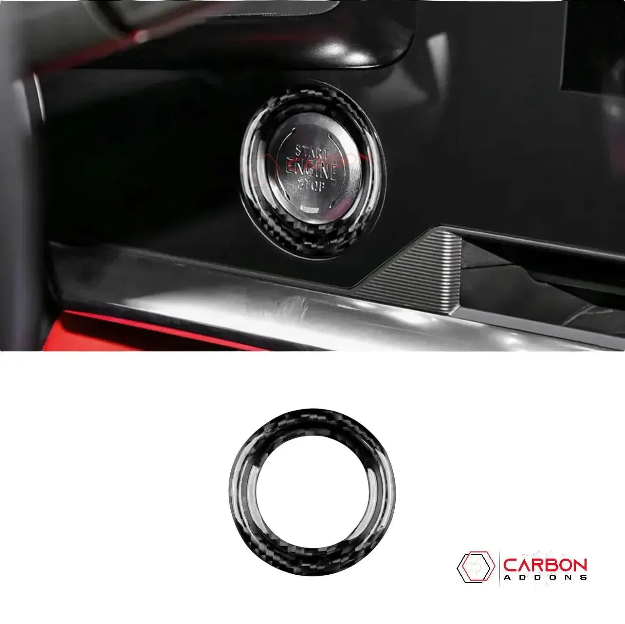 C8 2020+ Chevy Corvette Start Stop Button Carbon Fiber Surround Trim Cover - carbonaddons Carbon Fiber Parts, Accessories, Upgrades, Mods