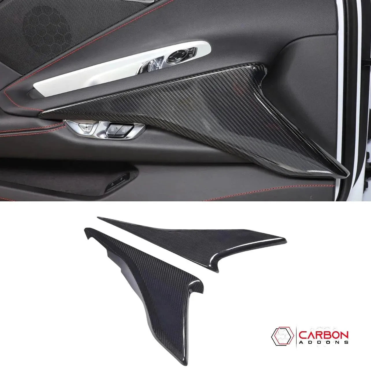 C8 Corvette 2020+ Real Carbon Fiber Lower Door Panel Trim Cover - carbonaddons Carbon Fiber Parts, Accessories, Upgrades, Mods