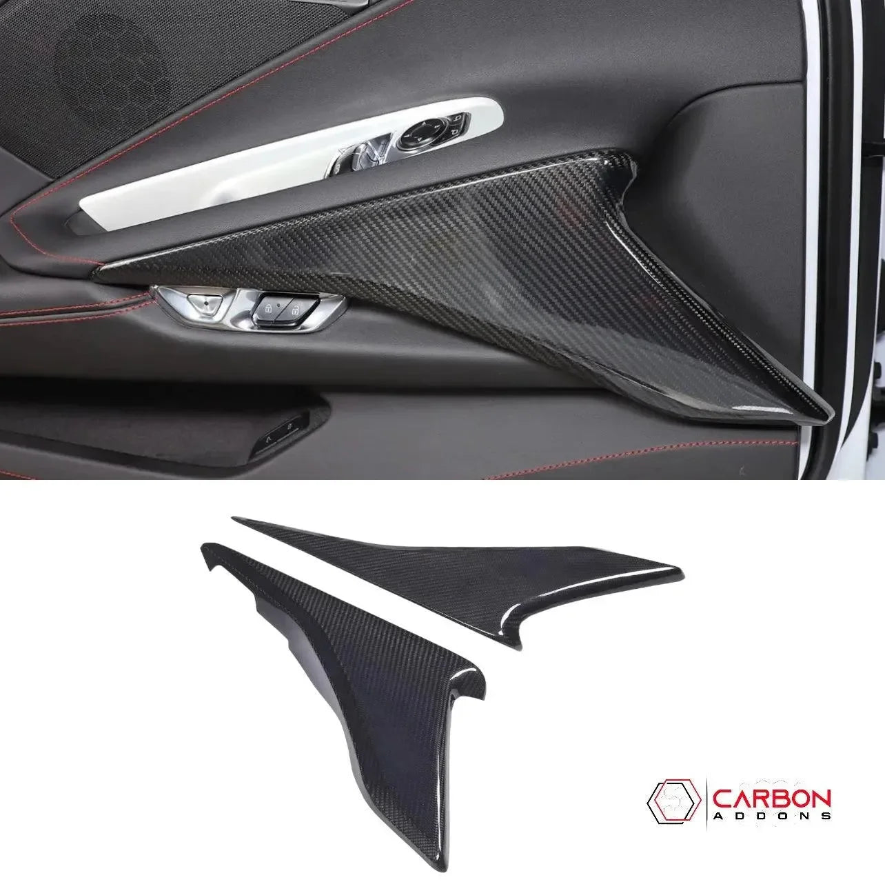 C8 Corvette 2020+ Real Carbon Fiber Lower Door Panel Trim Cover - carbonaddons Carbon Fiber Parts, Accessories, Upgrades, Mods