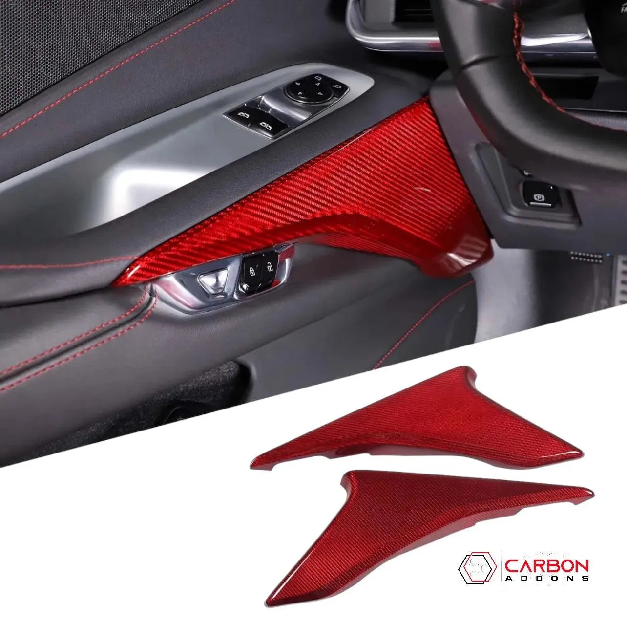 C8 Corvette 2020+ Real Carbon Fiber Lower Door Panel Trim Cover - carbonaddons Carbon Fiber Parts, Accessories, Upgrades, Mods