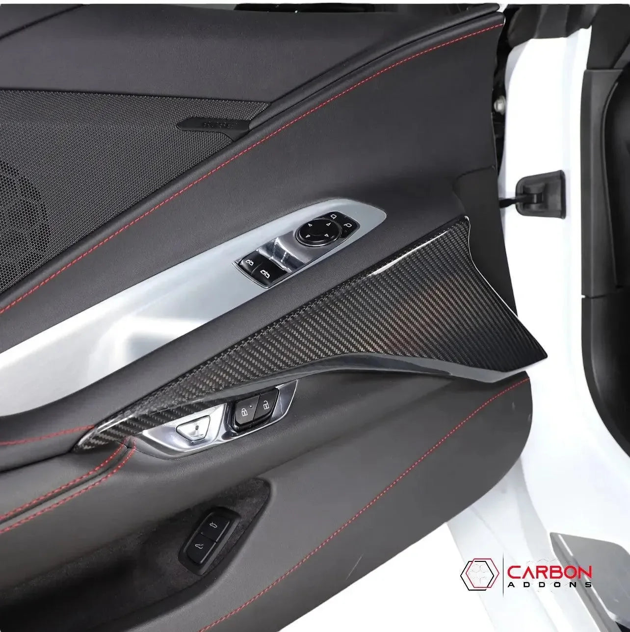 C8 Corvette 2020+ Real Carbon Fiber Lower Door Panel Trim Cover - carbonaddons Carbon Fiber Parts, Accessories, Upgrades, Mods