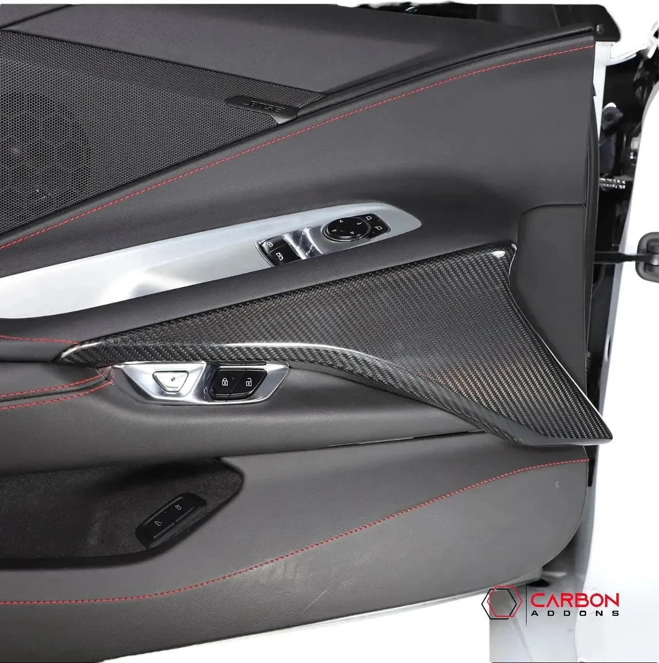 C8 Corvette 2020+ Real Carbon Fiber Lower Door Panel Trim Cover - carbonaddons Carbon Fiber Parts, Accessories, Upgrades, Mods