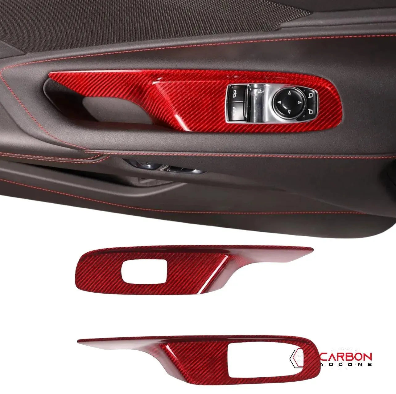 C8 Corvette 2020+ Real Carbon Fiber Window Switch Trim Cover - carbonaddons Carbon Fiber Parts, Accessories, Upgrades, Mods