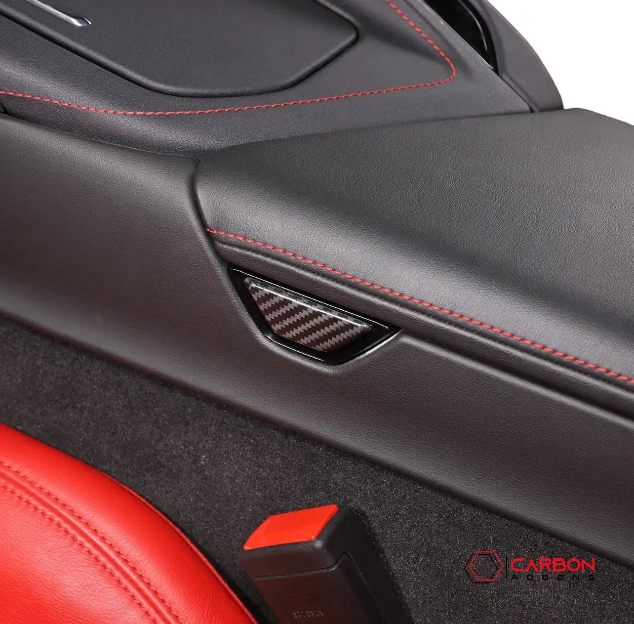C8 Corvette Carbon Fiber Arm Rest Button & trim Cover - carbonaddons Carbon Fiber Parts, Accessories, Upgrades, Mods