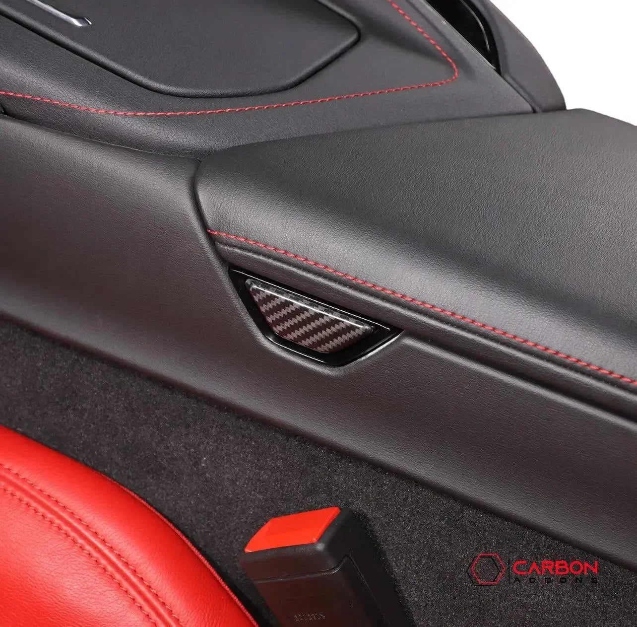 C8 Corvette Carbon Fiber Arm Rest Button & trim Cover - carbonaddons Carbon Fiber Parts, Accessories, Upgrades, Mods