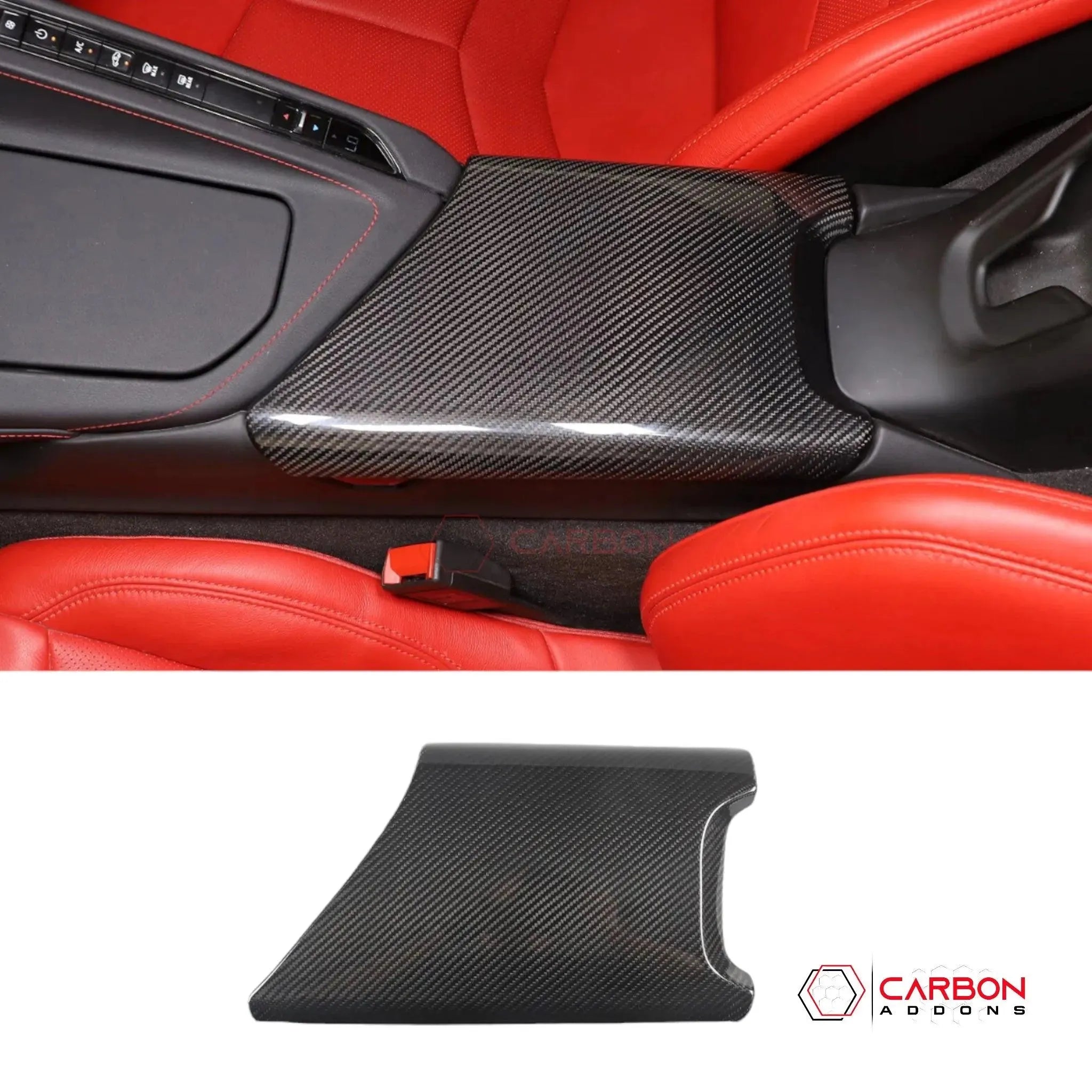 C8 Corvette Carbon Fiber Center Console Lid Arm Rest Cover - carbonaddons Carbon Fiber Parts, Accessories, Upgrades, Mods