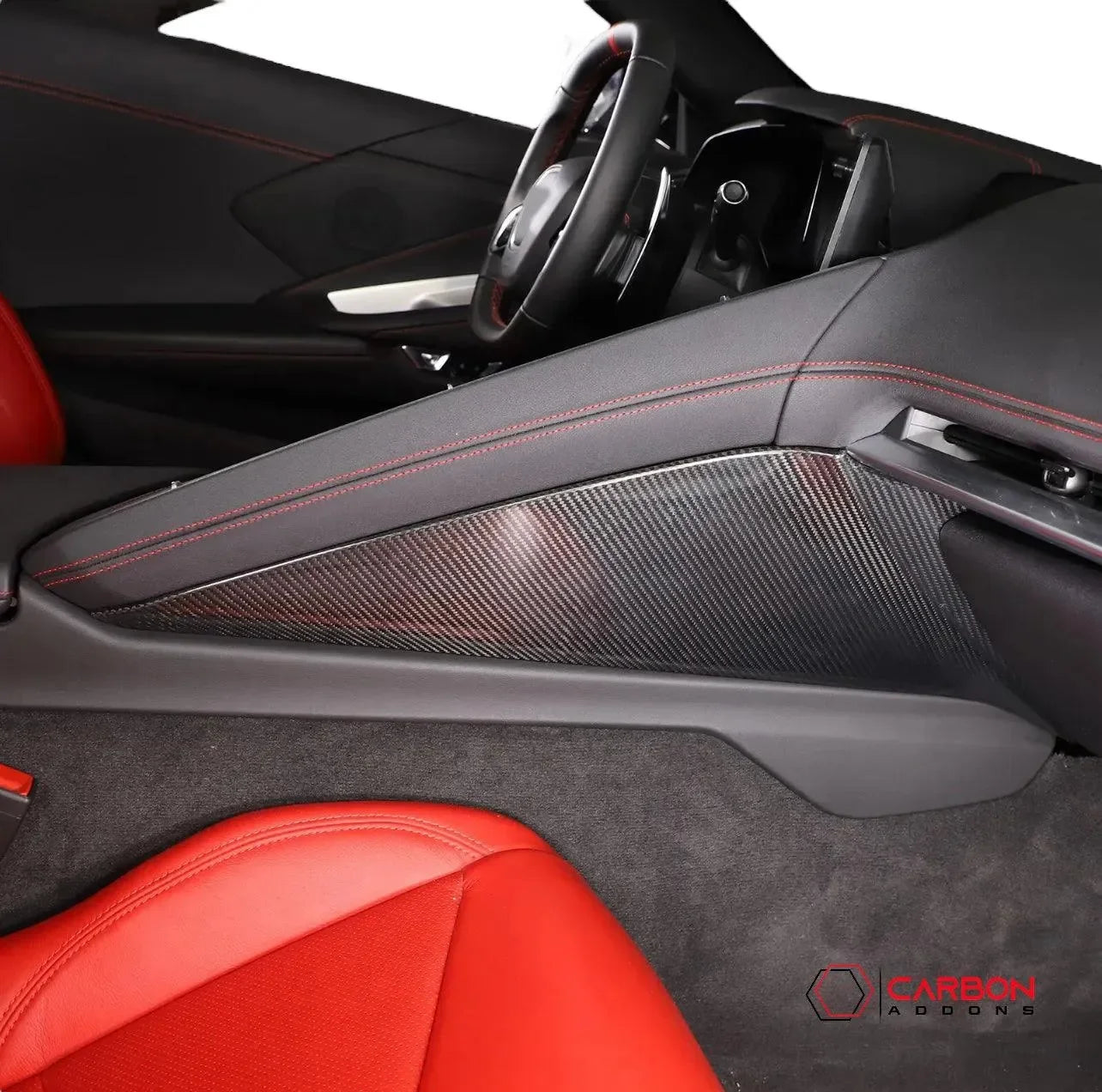 C8 Corvette Carbon Fiber Center Console Side Trim Covers - carbonaddons Carbon Fiber Parts, Accessories, Upgrades, Mods