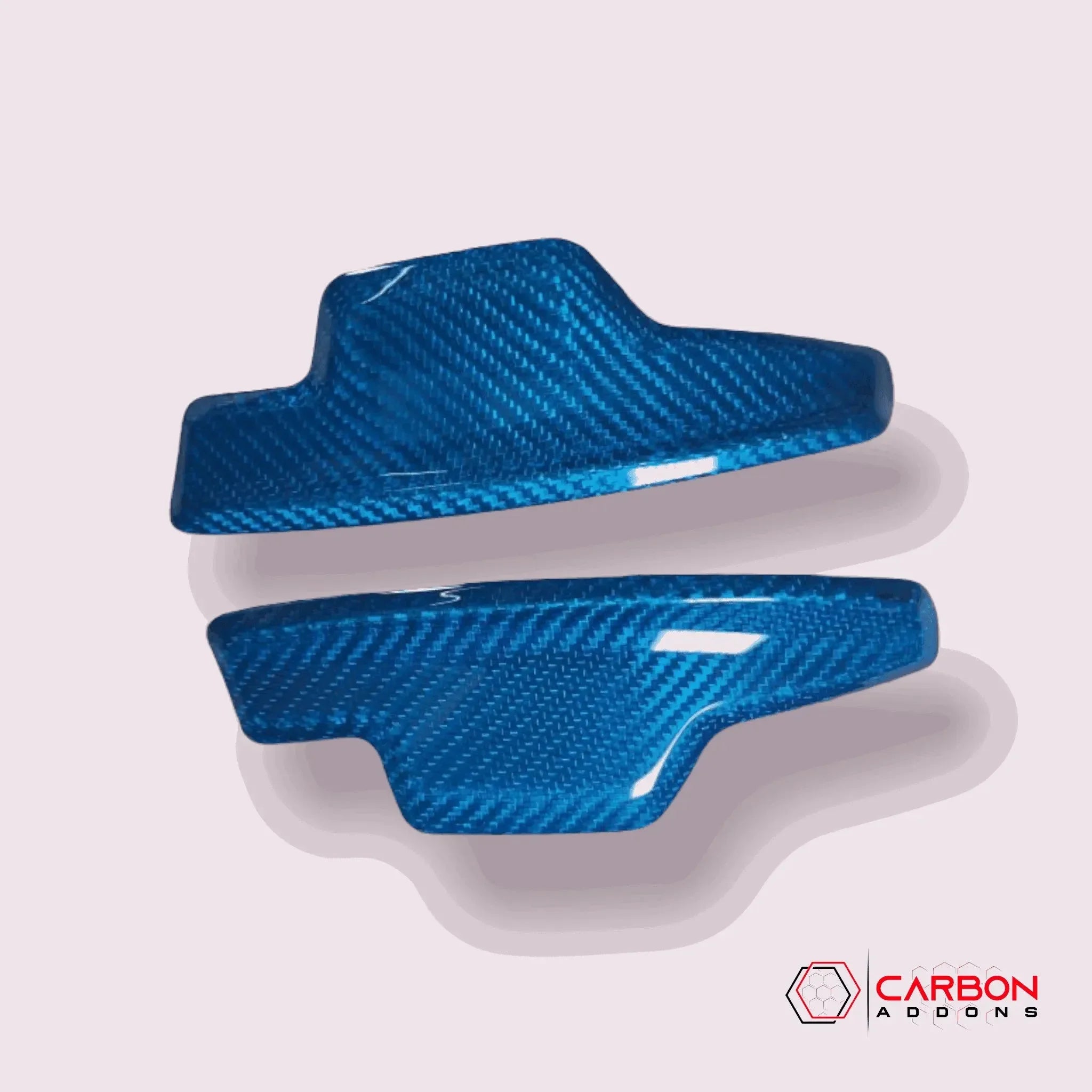 Blue carbon fiber automotive trim pieces for Chevy, Ford, Dodge vehicles