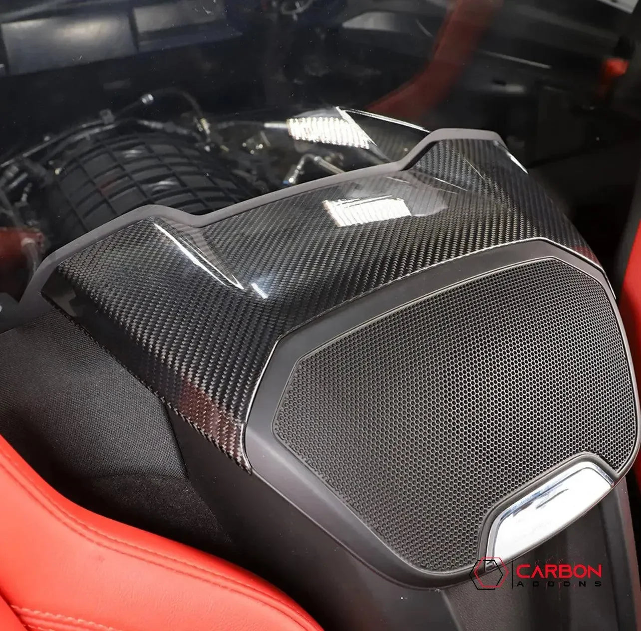 C8 Corvette Carbon Fiber Waterfall Speaker Upper Trim Cover - carbonaddons Carbon Fiber Parts, Accessories, Upgrades, Mods