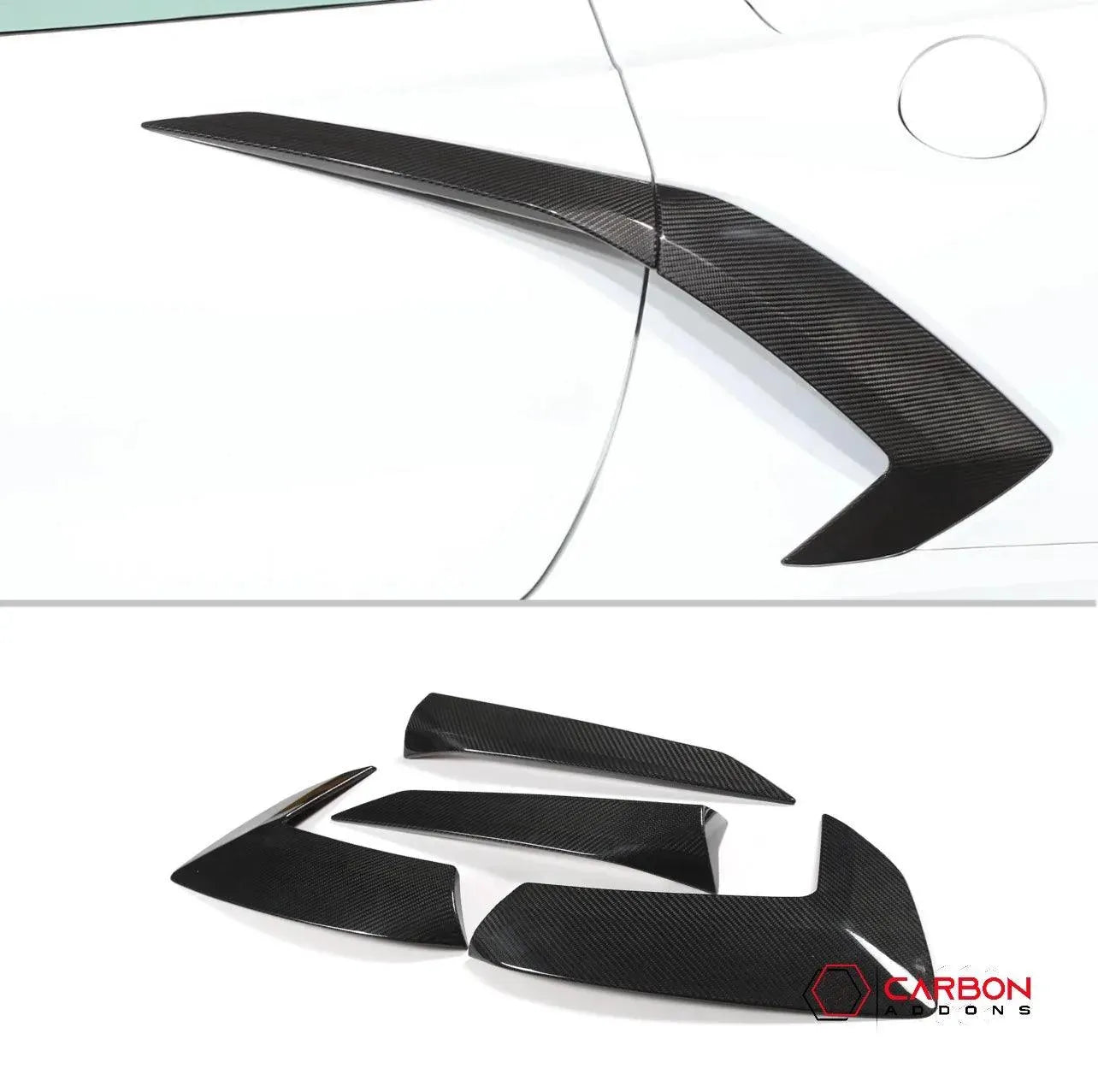 C8 Corvette Exterior Side Scoop Boomerang Trim Carbon Fiber Cover Set - carbonaddons Carbon Fiber Parts, Accessories, Upgrades, Mods