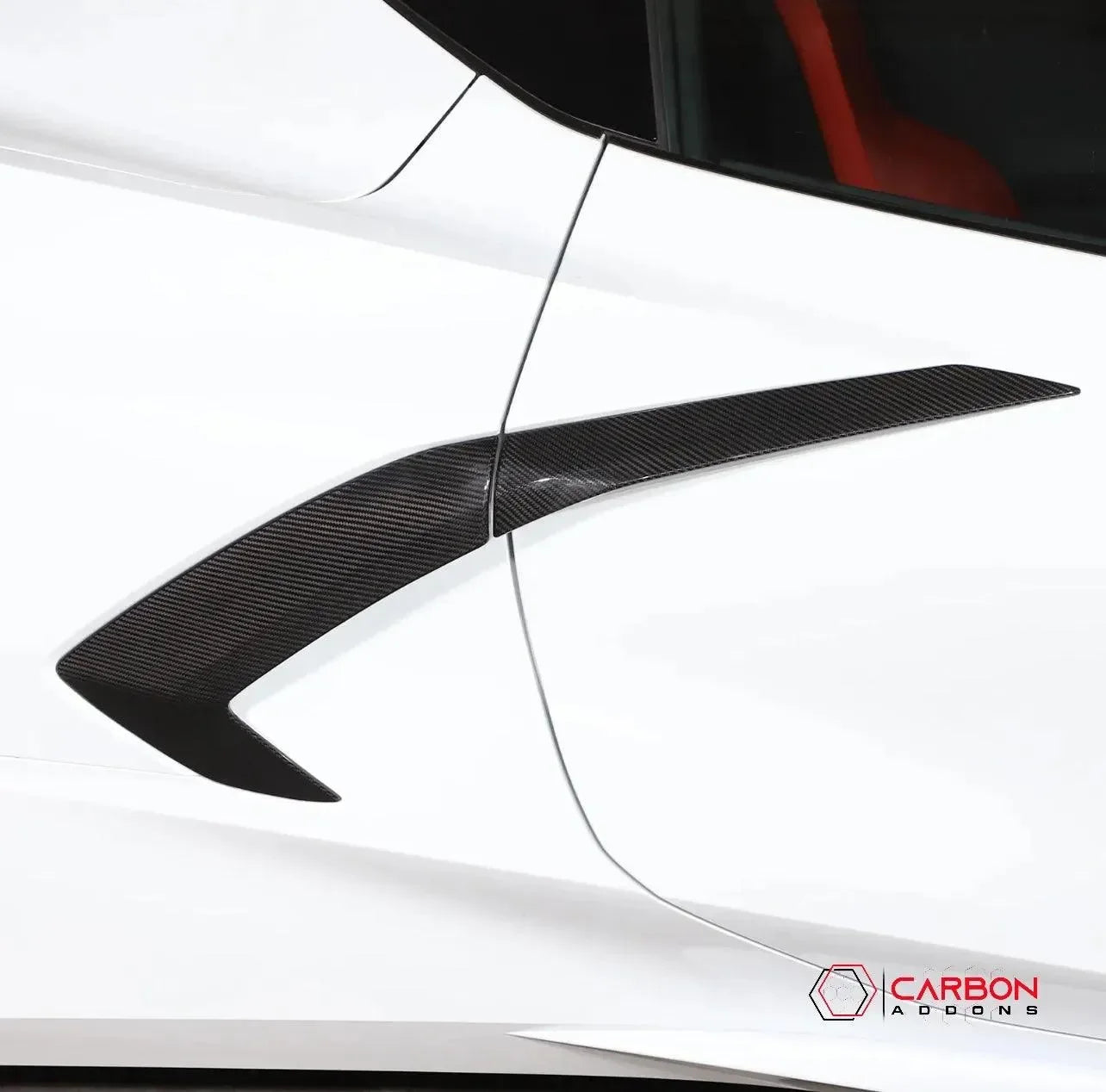 C8 Corvette Exterior Side Scoop Boomerang Trim Carbon Fiber Cover Set - carbonaddons Carbon Fiber Parts, Accessories, Upgrades, Mods