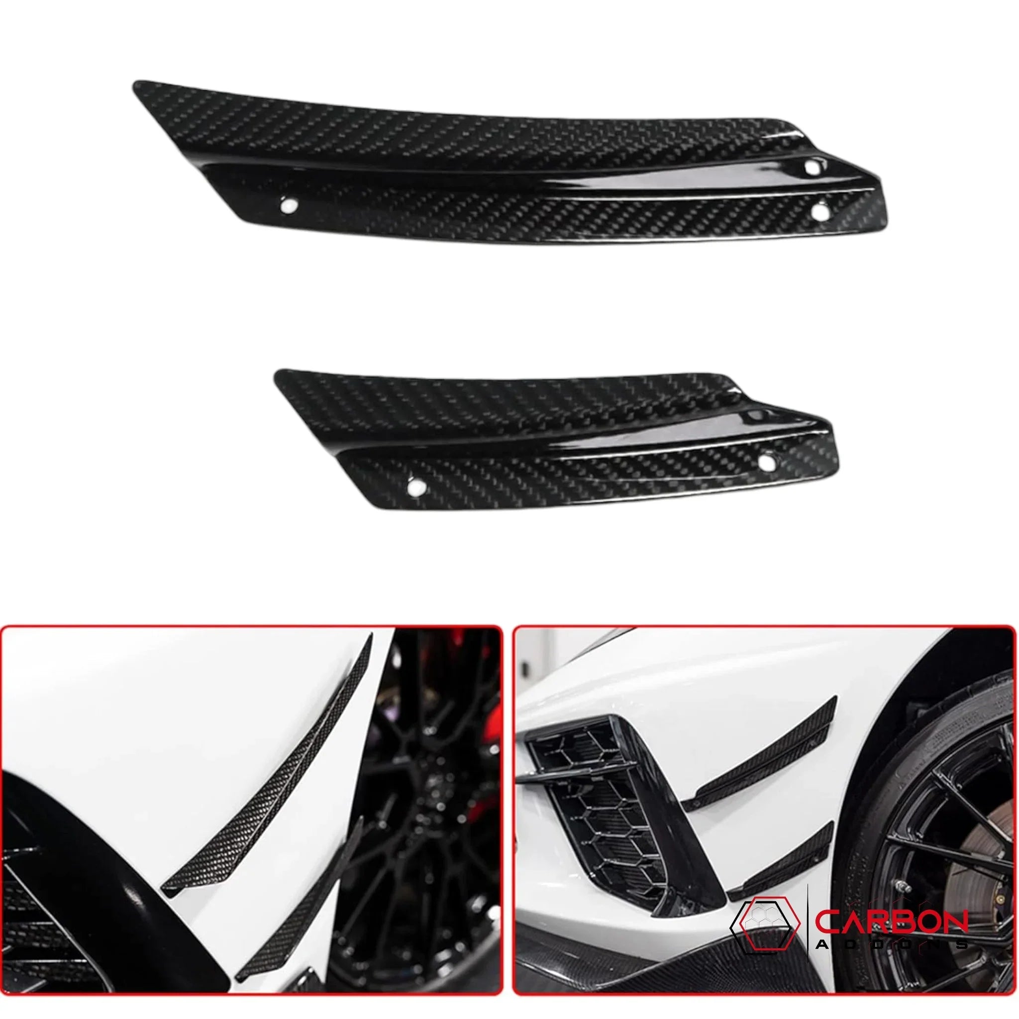 C8 Corvette Front Bumper Carbon Fiber Canards - 4pcs