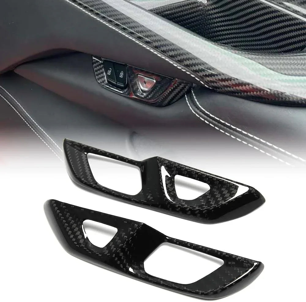 C8 Corvette Real Carbon Fiber Door Lock Trim Covers | Interior Upgrade (2020–2026)