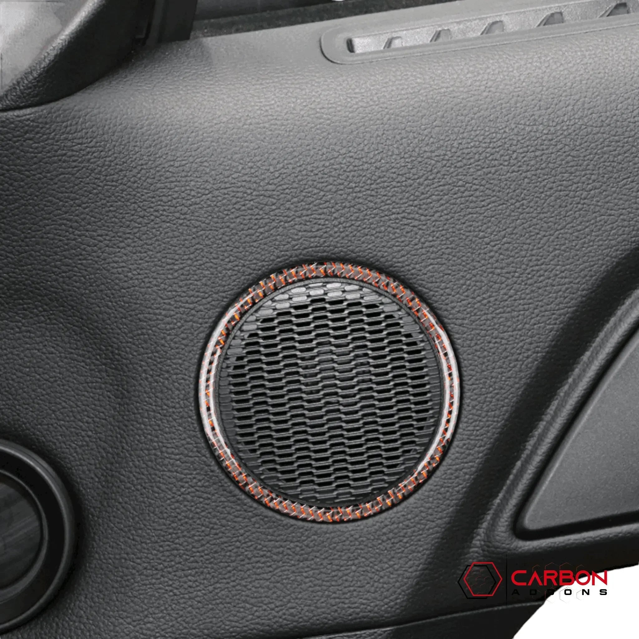 Carbon Fiber Door Speaker Trim Overlay for Ford Mustang 2015-2023 - carbonaddons Carbon Fiber Parts, Accessories, Upgrades, Mods