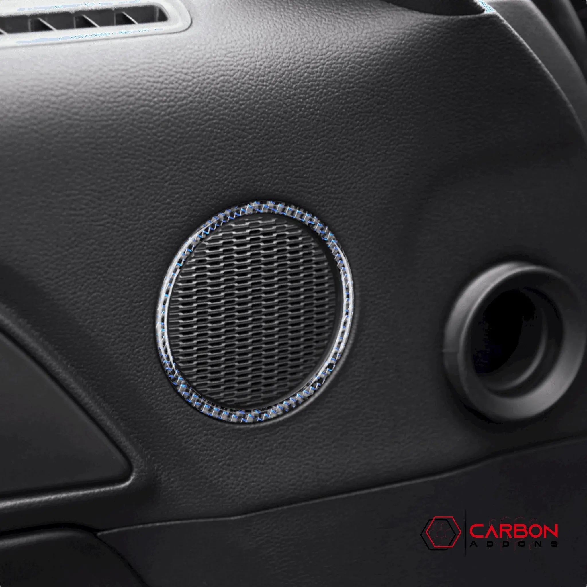 Carbon Fiber Door Speaker Trim Overlay for Ford Mustang 2015-2023 - carbonaddons Carbon Fiber Parts, Accessories, Upgrades, Mods