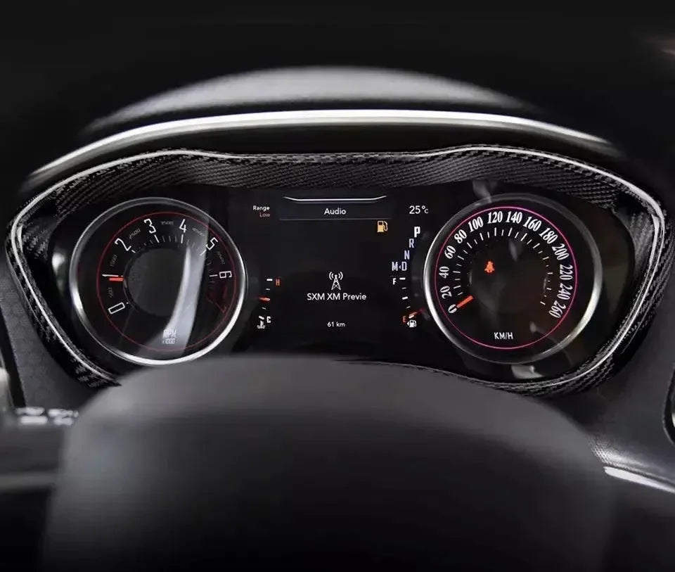 Carbon Fiber Gauge Cluster Trim Cover For 2015-2023 Dodge Challenger - carbonaddons Carbon Fiber Parts, Accessories, Upgrades, Mods