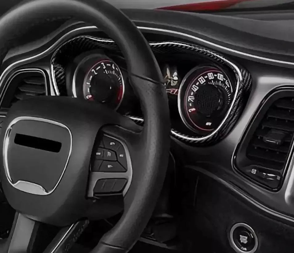 Carbon Fiber Gauge Cluster Trim Cover For 2015-2023 Dodge Challenger - carbonaddons Carbon Fiber Parts, Accessories, Upgrades, Mods