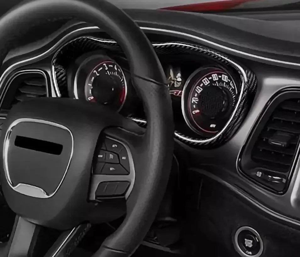 Carbon Fiber Gauge Cluster Trim Cover For 2015-2023 Dodge Challenger - carbonaddons Carbon Fiber Parts, Accessories, Upgrades, Mods