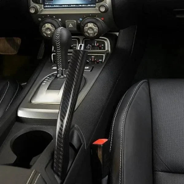 Real carbon fiber center console trim for American muscle cars, enhancing interior with sleek, durable accents.