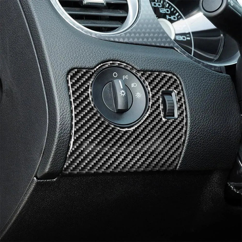 Carbon Fiber Headlight Control Trim interior Overlay For Ford Mustang 2010-2014 - carbonaddons Carbon Fiber Parts, Accessories, Upgrades, Mods