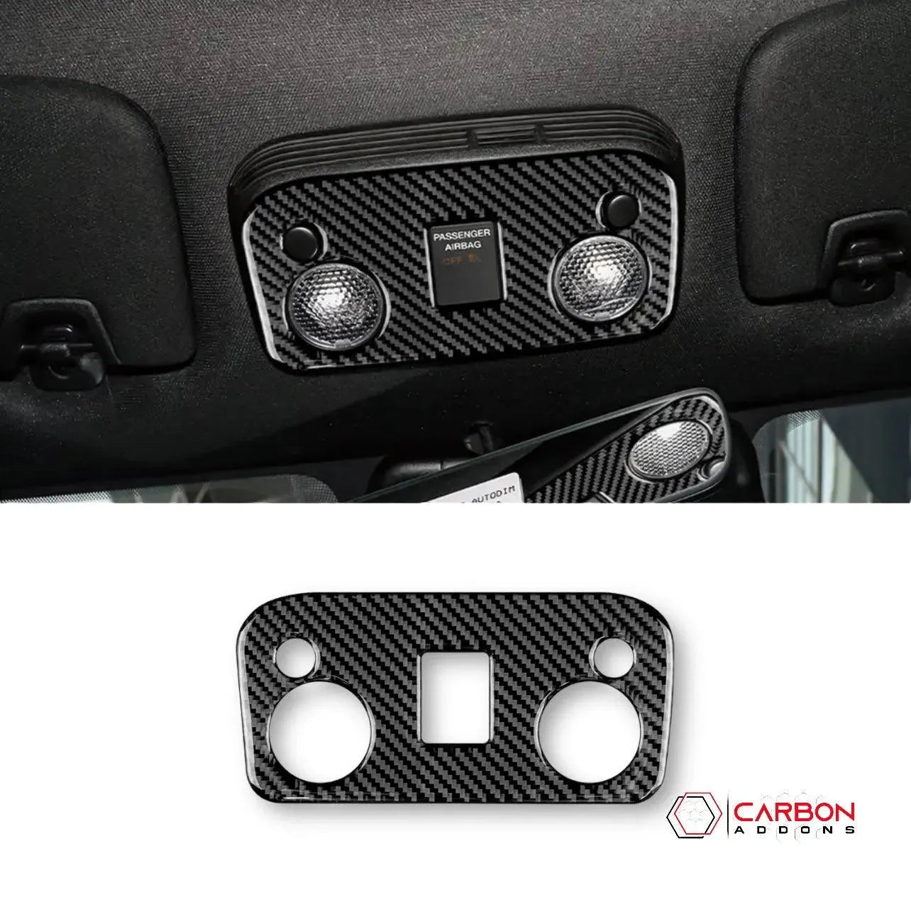 Carbon Fiber Overhead Dome Light Trim Overlay for Ford Mustang 2015-2023 - carbonaddons Carbon Fiber Parts, Accessories, Upgrades, Mods