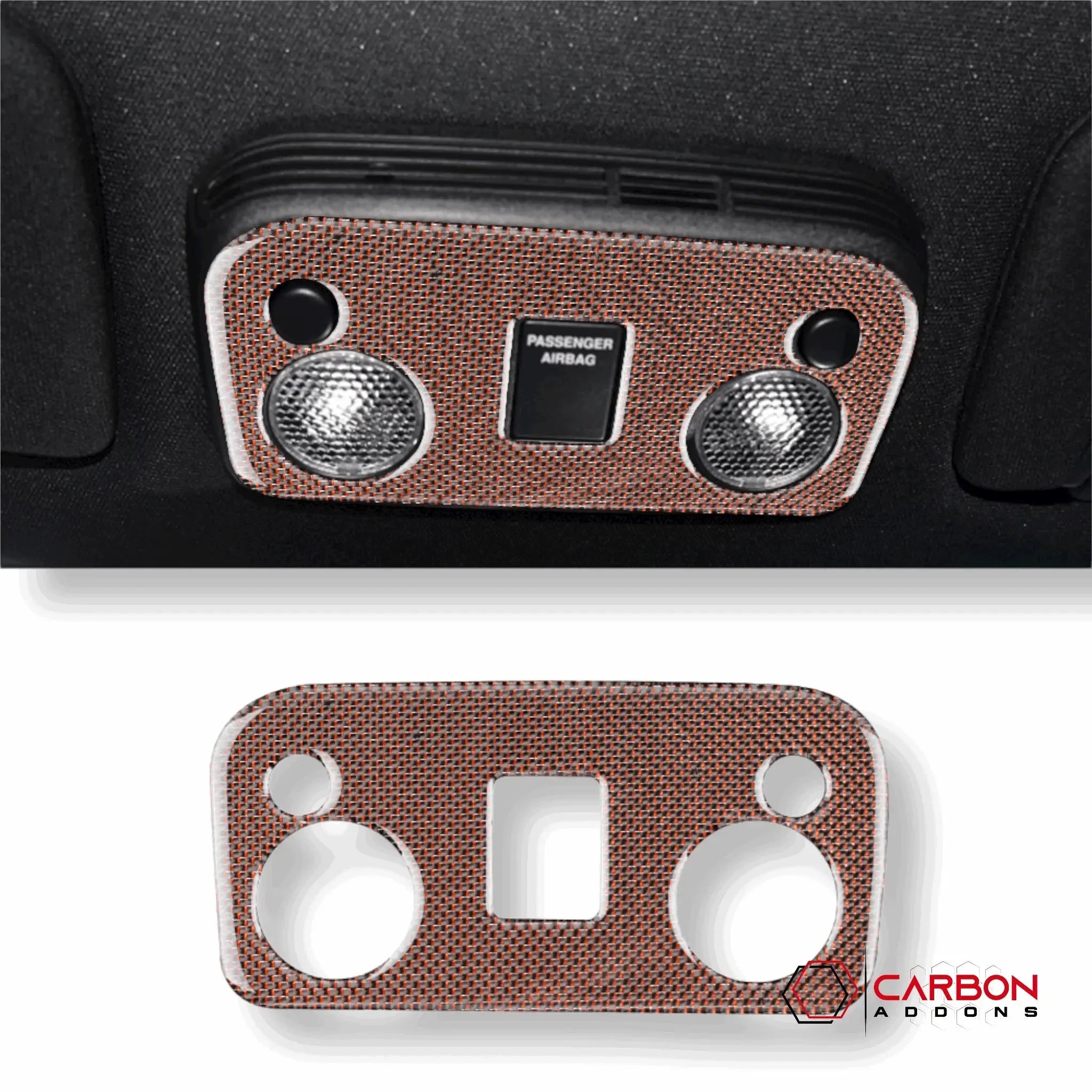Carbon Fiber Overhead Dome Light Trim Overlay for Ford Mustang 2015-2023 - carbonaddons Carbon Fiber Parts, Accessories, Upgrades, Mods
